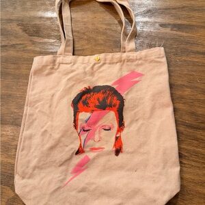 Absolute Cult David Bowie Aladdin Sane distressed natural cotton tote bag